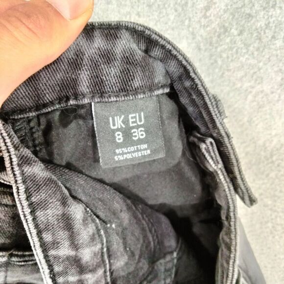 NEW! Nasty Gal Denim Skirt Womens Sz UK 8 US 10 Black Wash Mini Raw Hem Frayed - Picture 7 of 8